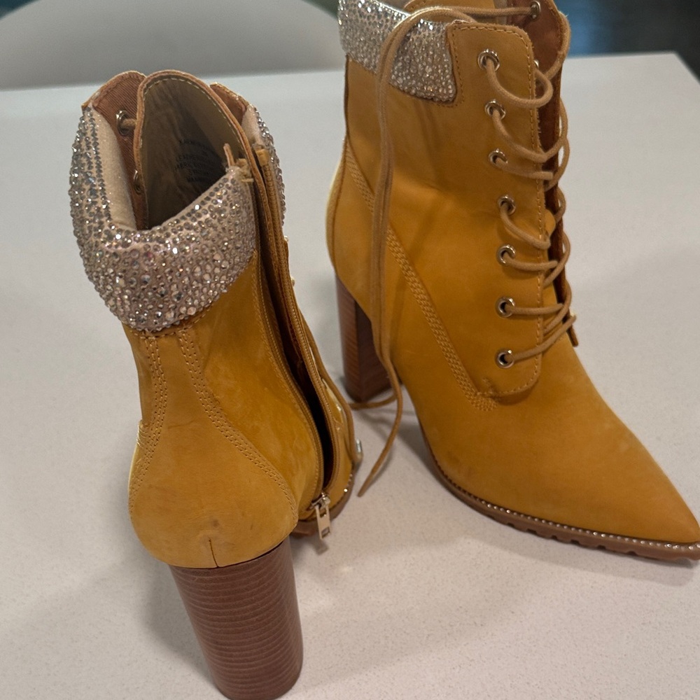Steve Madden Yellow Rhinestone Heeled Boots
